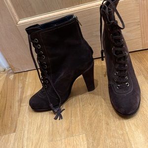 Brown All Saints Heels. Lightly Worn. Brown Suede